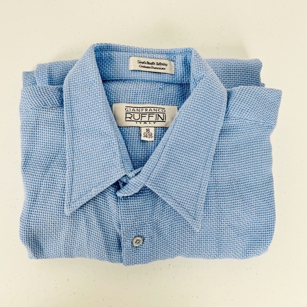 GIANFRANCO RUFFINI 100% Cotton Blue Button Down Shirt